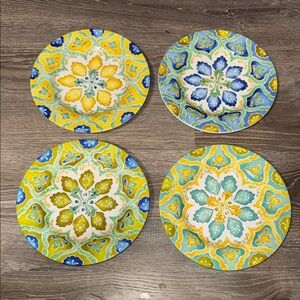 Laurie Gates Salad Dessert Melamine Plates Lot of 4
